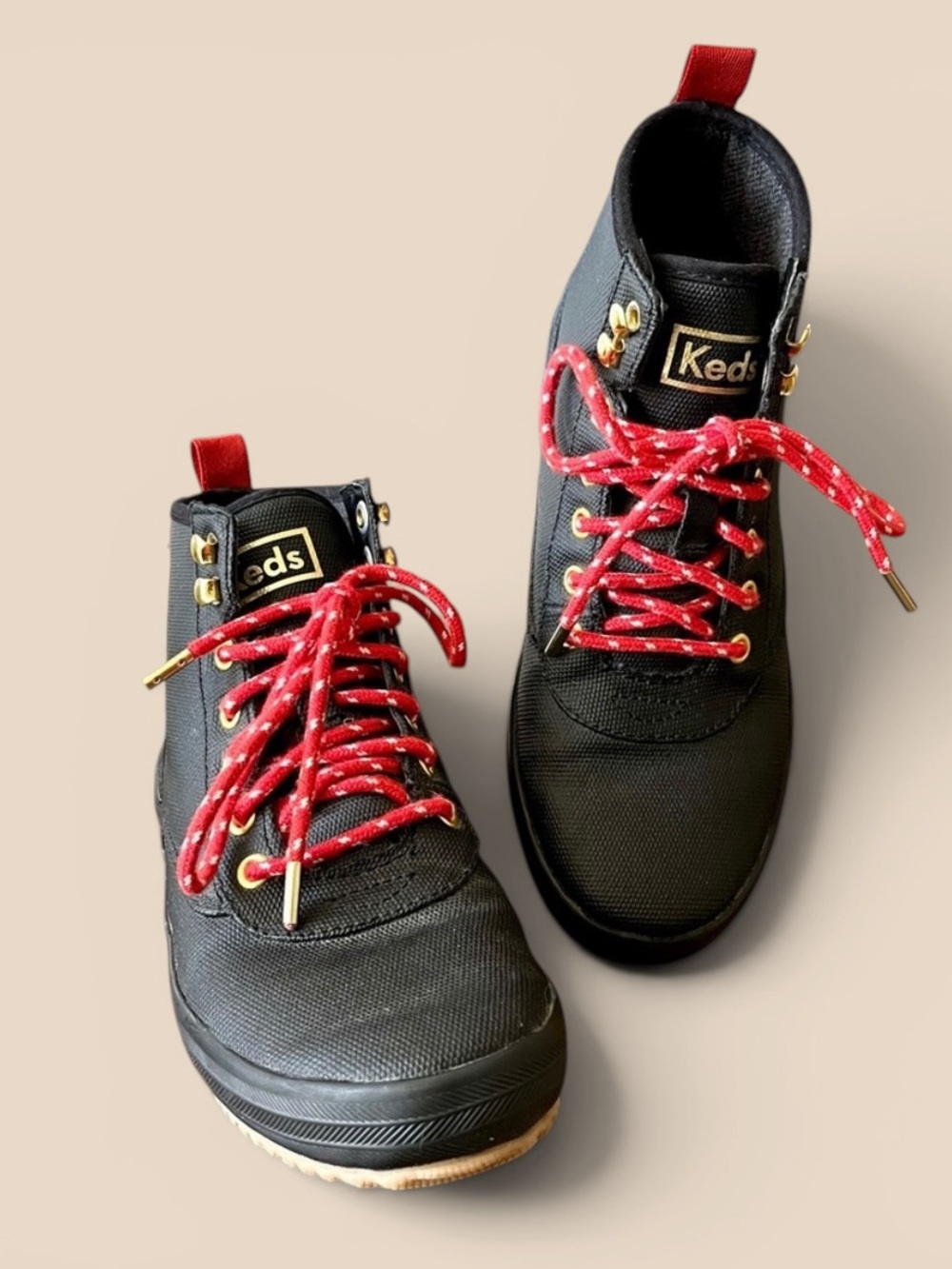 Women’s Keds Brand Black and Red Boots